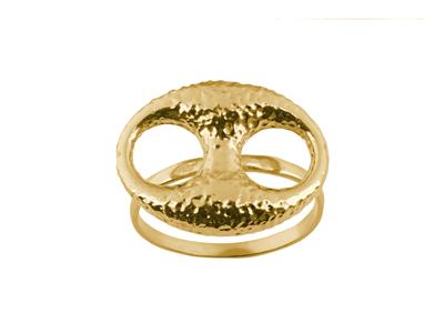 Anillo Martillado Grain De Caf, 14 X 18 Mm, Oro Amarillo 18 Kt, Dedo 50