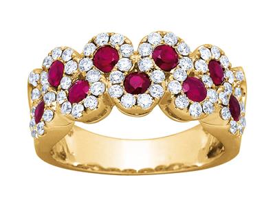 Anillo En Forma De Olas, Rub De 0,80 Ct Y Diamantes De 0,72 Ct, Oro Amarillo De 18 K, Tamaño De Dedo 52