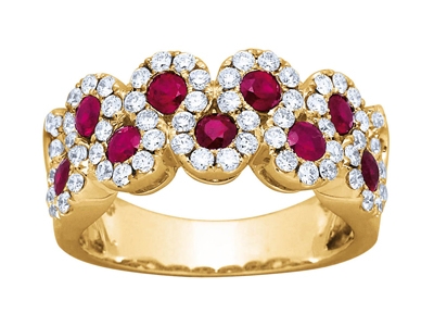 Anillo En Forma De Onda, Rub De 0,80 Ct Y Diamantes De 0,72 Ct, Oro Amarillo De 18 K, Tamaño Del Anillo