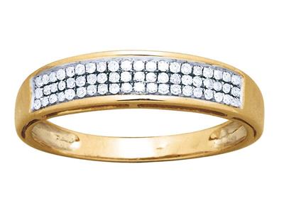 Alianza De Boda Engastada De 3 Hileras, Diamantes De 0,19 Ct, Oro Amarillo De 18 K, Tamaño 48