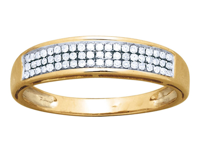 Alianza Engastada De 3 Hileras, Diamantes De 0,19 Ct, Oro Amarillo De 18 K, Tamaño 54