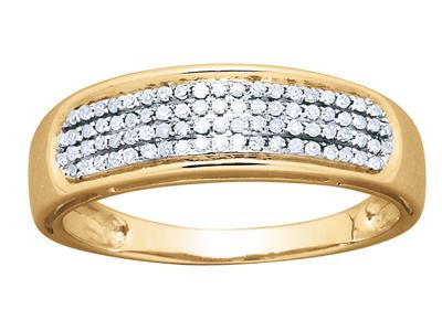 Alianza Con Engaste De 4 Hileras, Diamantes De 0,25 Ct, Oro Amarillo De 18 K, Tamaño De Dedo 52 - Imagen Estandar - 2