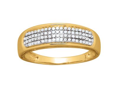 Alianza Engarzado En 4 Hileras, Diamantes De 0,25 Ct, Oro Amarillo De 18 K, Tamaño De Dedo 54