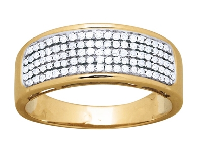 Alianza De Boda Engarzado De 5 Hileras, Diamantes De 0,34 Ct, Oro Amarillo De 18 K, Tamaño De Dedo 54