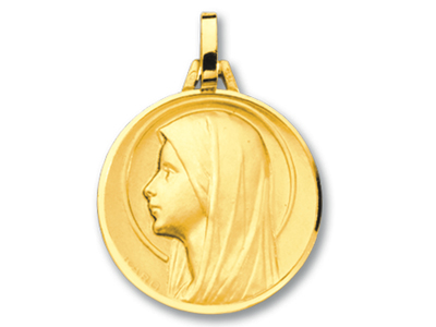 Medalla Virgen Con Aureola De Perfil, Oro Amarillo 18k - Imagen Estandar - 1