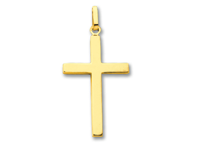 Cruz De Alambre Cuadrada Maciza De 25 mm, Oro Amarillo Pulido De 18 Quilates - Imagen Estandar - 1