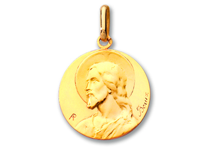 Medalla De Cristo, Oro Amarillo De 18 Quilates Mate Y Pulido
