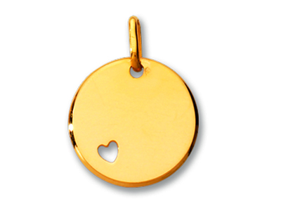 Medalla Token Corazon 16 Mm, Oro Amarillo De 18 Quilates Pulido