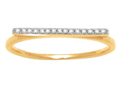 Anillo En Hilera, Diamantes 0,05ct, Oro Amarillo 18k, Dedo 56