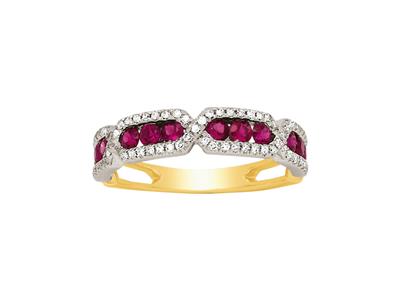 Anillo Rub 0,64 Ct, Diamantes 0,30ct, Oro Amarillo De 18 K, Dedo 56