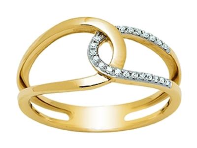 Anillo Entrelazado Calado, Diamantes 0,09 Ct, Oro Amarillo 18k, Dedo 48