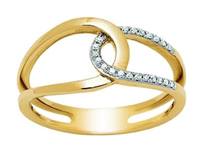 Anillo Entrelazado Calado, Diamantes 0,09 Ct, Oro Amarillo 18k, Dedo 52