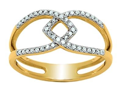 Anillo Calado Entrelazado, Diamantes 0,19ct, Oro Amarillo De 18k, Dedo52 - Imagen Estandar - 1