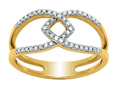 Anillo Calado Entrelazado, Diamantes 0,19ct, Oro Amarillo De 18k, Dedo54 - Imagen Estandar - 1