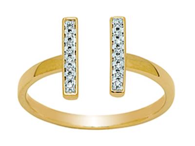 Anillo Abierto Con Pasador Doble, Diamantes De 0,06 Ct, Oro Amarillo De 18 K, Tamaño De Dedo 54