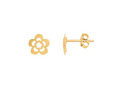 Pendientes Flores 6,5 Mm, Oro Amarillo 18k