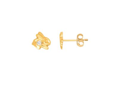 Pendientes Conejo 6 X 5 MM Con Circonita, Oro Amarillo 18k