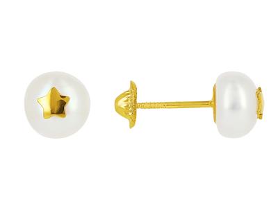 Pendientes Perlas Estrella, Oro Amarillo 18k - Imagen Estandar - 1
