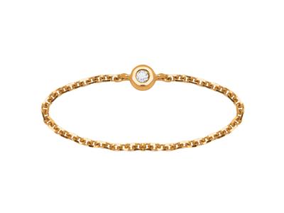 Anillo De Cadena, Diamantes De 0,03ct, Oro Amarillo De 18 K, Dedo 54
