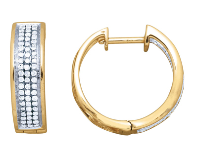 Croles De 3 Hileras, Diamantes De 0,35 Ct, 15mm, Oro Amarillo De 18 K