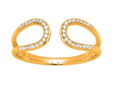 Anillo, Pendientes Espalda Con Espalda, Diamantes 0.10ct, Oro Amarillo 18k, Dedo 58