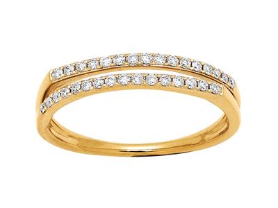 Anillo Calado De Doble Lnea, Diamantes De 0,20 Ct, Oro Amarillo De 18k, Tamaño 47