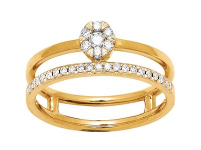 Anillo Solitario Y Alianza, Diamantes 0,20 Ct, Oro Amarillo 18k, Dedo 50