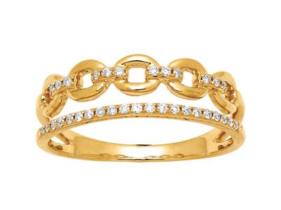 Alianza Y Anillos Duo Ring, Diamantes 0,13 Ct, Oro Amarillo 18k, Dedo 56 - Imagen Estandar - 2