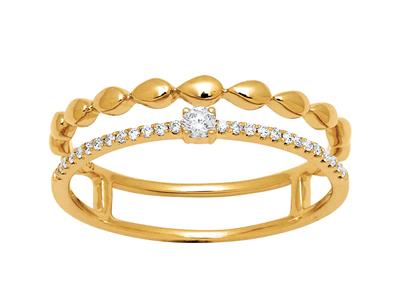 Anillo Do Solitario Y Bola, Diamantes 0,13 Ct, Oro Amarillo 18k, Dedo 50