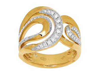 Anillo Con Hebillas En Contraste, Diamantes 0,48 Ct, Oro Amarillo 18k, Dedo 50