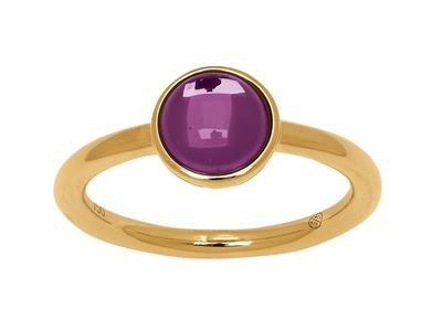 Anillo De Amatista Cabujn 1,10 Ct,oro Amarillo De 18 K, Tamaño 56