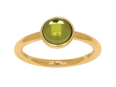 Anillo Cabujn De Peridoto 1,10 Ct,oro Amarillo De 18 K, Dedo 56
