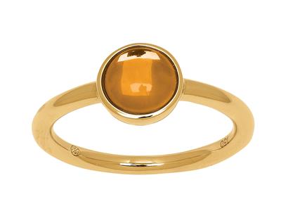 Anillo Cabujn Citrino 1,10 Ct, Oroamarillo De 18 K, Dedo 56