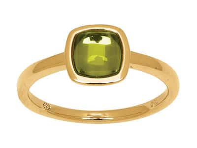 Anillo Cabujn Cojn Con Peridoto 1,50 Ct, Oro Amarillo De 18 K, Tamaño 56