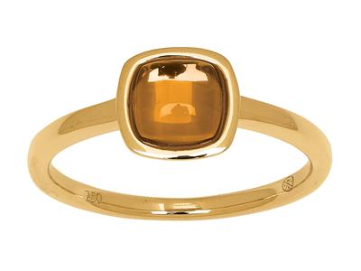 Anillo De Citrino En Cabujn De Forma Cojn 1,25 Ct, Oro Amarillo De 18 K, Dedo 56