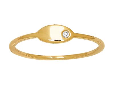 Anillo Placa Oval, Diamantes 0.01ct, Oro Amarillo 18k, Dedo 52 - Imagen Estandar - 1
