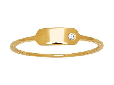 Anillo Plato Rectangulo, Diamantes 0.01ct, Oro Amarillo 18k, Dedo 48 - Imagen Estandar - 1