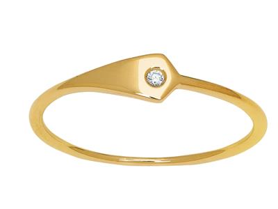 Anillo Con Placa Triangular, Diamantes 0,01 Ct, Oro Amarillo De 18 K, Dedo 50 - Imagen Estandar - 1