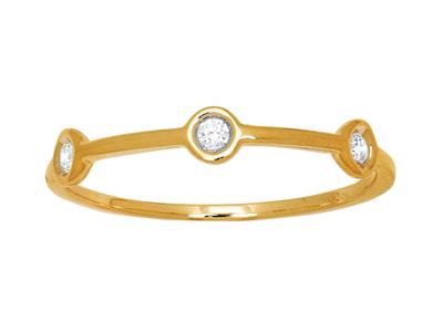 Anillo Con 3 Diamantes Total 0.06ct, Oro Amarillo 18k, Dedo 48