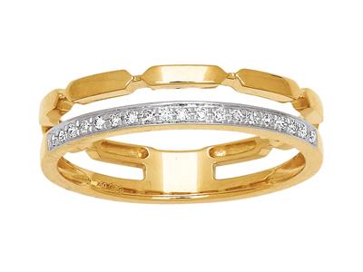 Anillo 2 Anillos De Fantasa, Diamantes 0,07ct, Oro Amarillo 18k, Dedo50