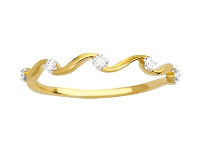 Anillo Virgule 5 Diamantes, Total 0,05ct, Oro Amarillo 18k, Dedo 50 - Imagen Estandar - 1