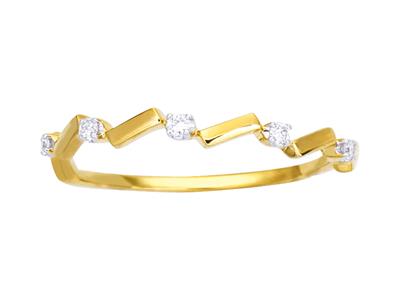 Anillo Con 5 Tiras De Diamantes, Total 0,05 Ct, Oro Amarillo 18k, Dedo 50 - Imagen Estandar - 1