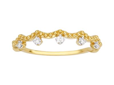 Anillo Con 5 Diamantes, Total 0,05ct, Oro Amarillo 18k, Dedo 50 - Imagen Estandar - 1