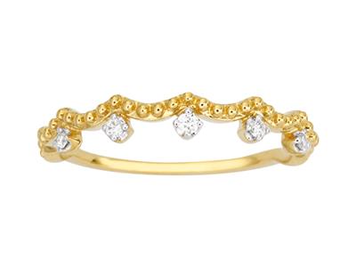 Anillo Con 5 Diamantes, Total 0,05ct, Oro Amarillo 18k, Dedo 50