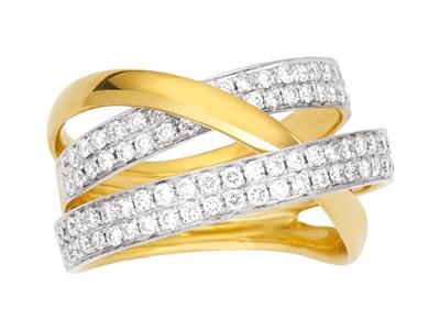 Anillo Cruzado, Diamantes 0,90 Ct, Oro Amarillo 18k, Dedo 52