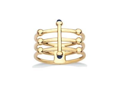 Anillo Saturno 3 Filas, Oro Amarillo 18k, Dedo 54 - Imagen Estandar - 1