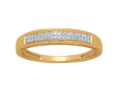 Alianza De Boda Engastada De 2 Hileras, Diamantes De 0,08 Ct, Oro Amarillo De 18 K, Tamaño De Dedo 50
