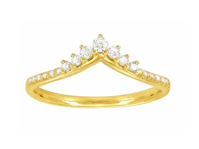Anillo V, Diamantes 0,23 Ct, Oro Amarillo 18 K, Talla 53