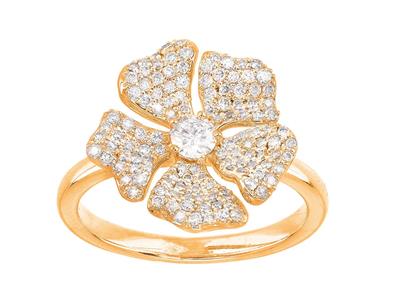 Anillo De Flores, Diamantes De 0,56ct, Oro Amarillo De 18 K, Dedo 52