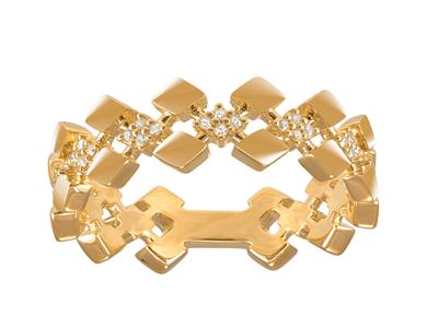 Anillo Rompecabezas, Diamantes De 0,12 Quilates, Oro Amarillo De 18 Quilates, Tamaño 54